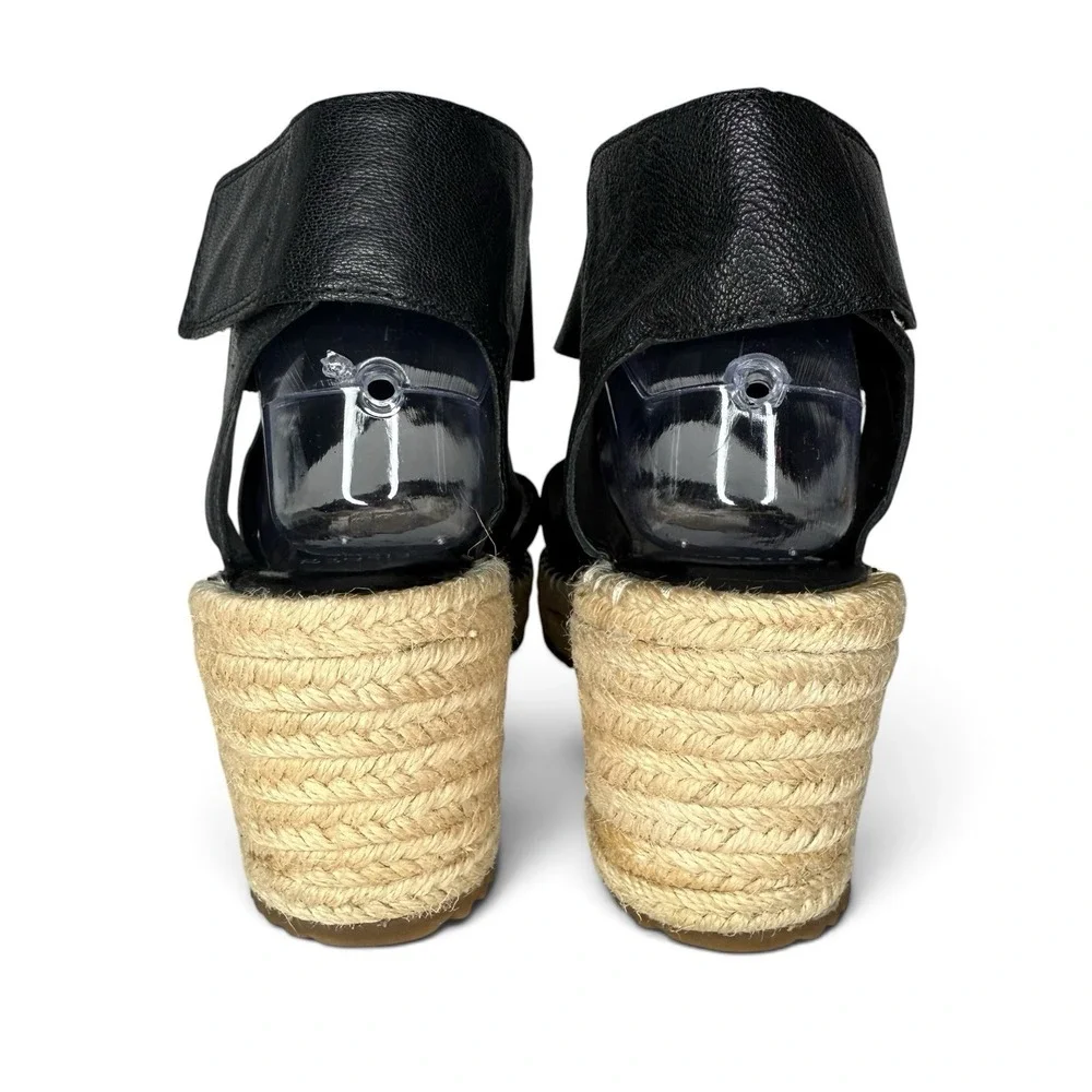 New Eileen Fisher 9.5 Willow Platform Wedge Espadrille Sandals Tumbled Leather